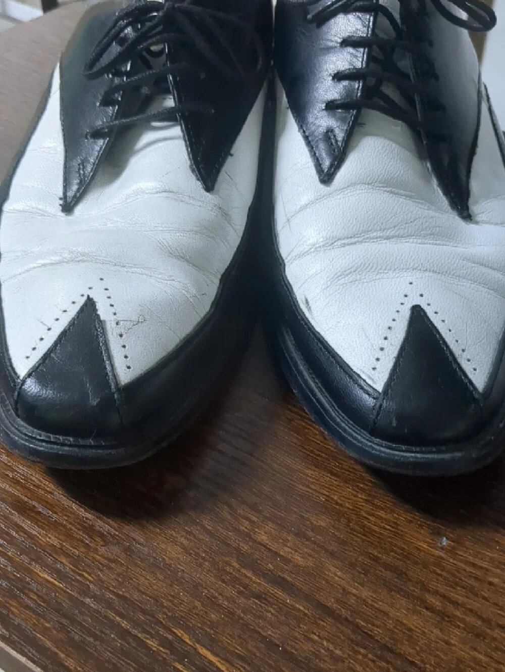 Stacy Adams Men's 9 M Black White Two Tone Leather Spectator Oxford Shoes 21340
